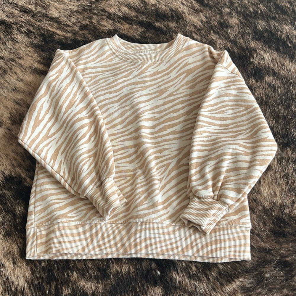 ZARA Kids zebra pullover sweatshirt.